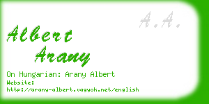 albert arany business card